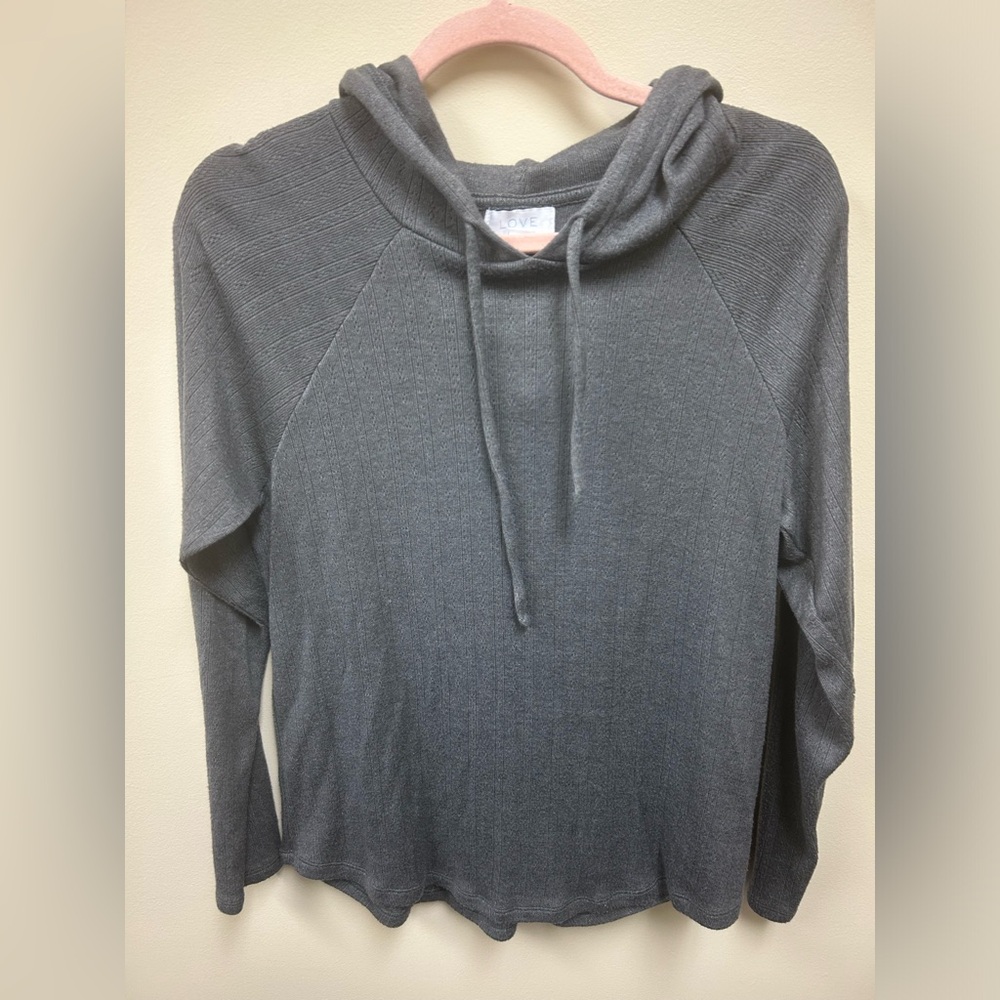 Love by Gap Grey Pointelle Soft Long Sleeve Hoodie S Small
